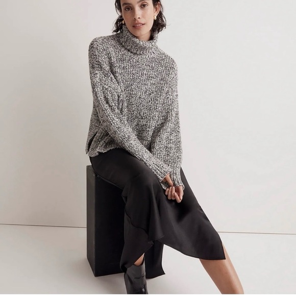 Madewell Sweaters - NWT Madewell Marled Cookies and Cream Wide Rib Turtleneck Sweater SZ Small